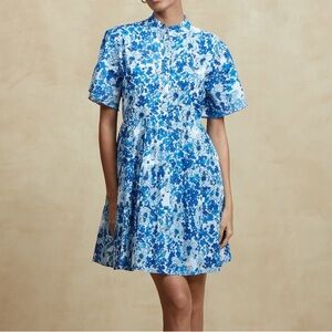 Tuckernut Ro’s Garden Blue Floral Short-Sleeve Women’s Dress